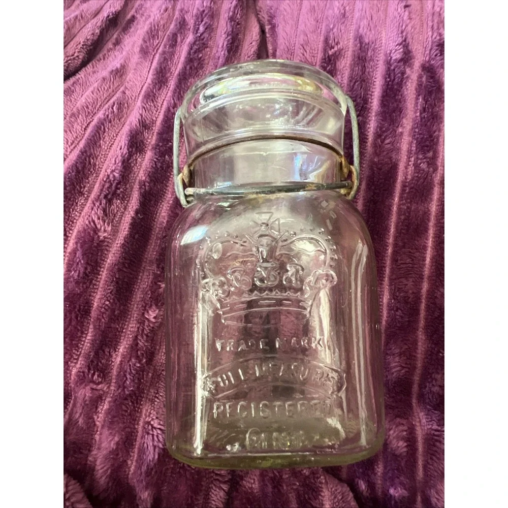 Antique A G Smalley 1896 Embossed Glass Royal Fruit Jar Pint Boston New York